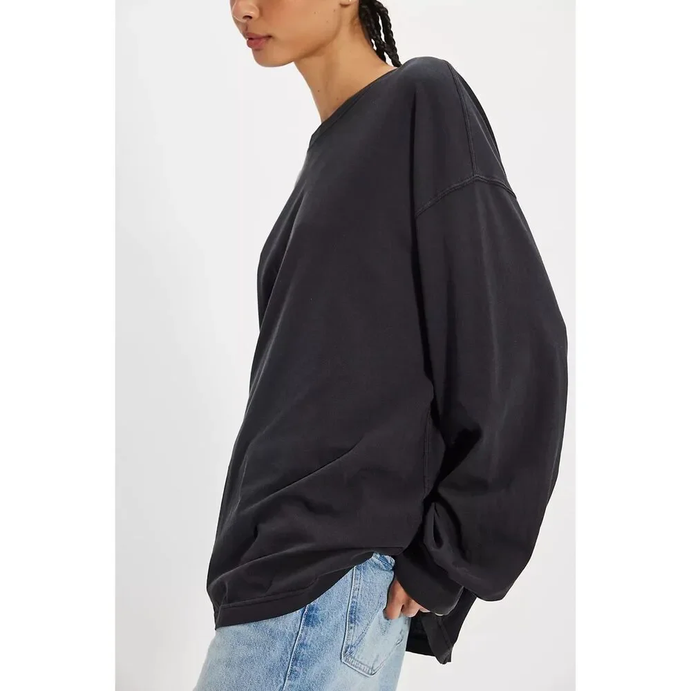 Free people We The Free Perfect Oversized long sleeve Tee black XL NEW